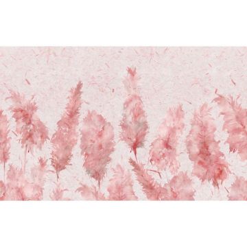 Обои виниловые на флизелине Design Studio 3D (Дизайн Студио 3Д) Нежность Колосья на текстурном фоне в красных тонах Бесшовная Фреска Classic (NJ-042)