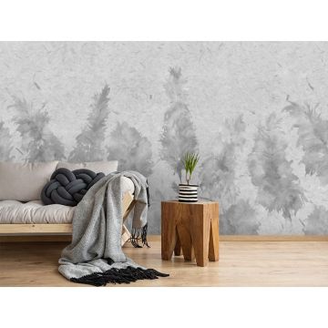 Обои виниловые на флизелине Design Studio 3D (Дизайн Студио 3Д) Нежность Колосья на текстурном фоне в серых тонах Бесшовная Фреска Гранд (NJ-044)