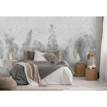 Обои виниловые на флизелине Design Studio 3D (Дизайн Студио 3Д) Нежность Колосья на текстурном фоне в серых тонах Бесшовная Фреска Ultra (NJ-044)