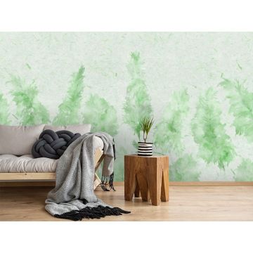 Обои виниловые на флизелине Design Studio 3D (Дизайн Студио 3Д) Нежность Колосья на текстурном фоне в зеленых тонах Бесшовная Фреска Гранд (NJ-045)