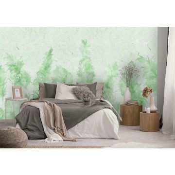 Обои виниловые на флизелине Design Studio 3D (Дизайн Студио 3Д) Нежность Колосья на текстурном фоне в зеленых тонах Бесшовная Фреска Ultra (NJ-045)