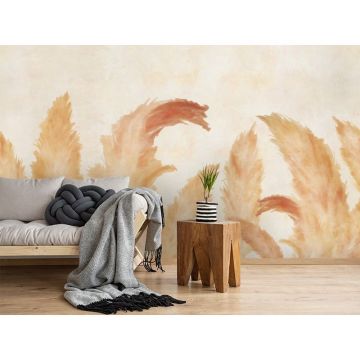 Обои виниловые на флизелине Design Studio 3D (Дизайн Студио 3Д) Нежность Крупные акварельные колосья Бесшовная Фреска Classic (NJ-046)