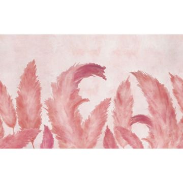 Обои виниловые на флизелине Design Studio 3D (Дизайн Студио 3Д) Нежность Крупные акварельные колосья в красных тонах Бесшовная Фреска Ultra (NJ-047)