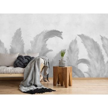 Обои виниловые на флизелине Design Studio 3D (Дизайн Студио 3Д) Нежность Крупные акварельные колосья в серых тонах Песок (NJ-049)