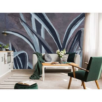 Обои виниловые на флизелине Design Studio 3D (Дизайн Студио 3Д) Avangard Крупные стебли травы в холодных тонах Бесшовная Фреска Гранд (AVG-031)