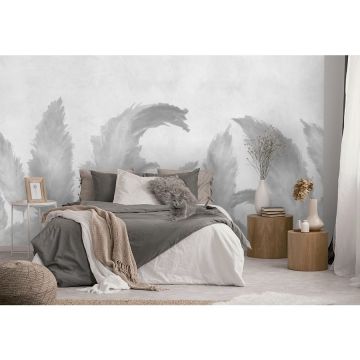 Обои виниловые на флизелине Design Studio 3D (Дизайн Студио 3Д) Нежность Крупные акварельные колосья в серых тонах Акварель (NJ-049)