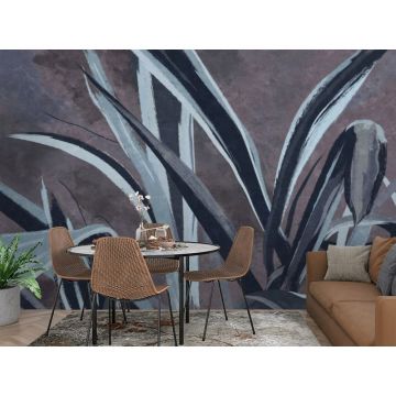 Обои виниловые на флизелине Design Studio 3D (Дизайн Студио 3Д) Avangard Крупные стебли травы в холодных тонах Бесшовная Фреска Classic (AVG-031)