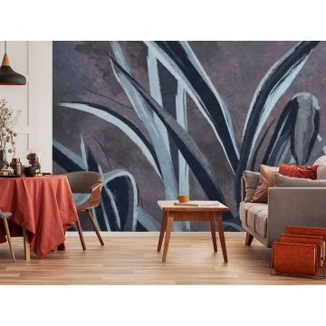 Обои виниловые на флизелине Design Studio 3D (Дизайн Студио 3Д) Avangard Крупные стебли травы в холодных тонах Бесшовная Фреска Ultra (AVG-031)