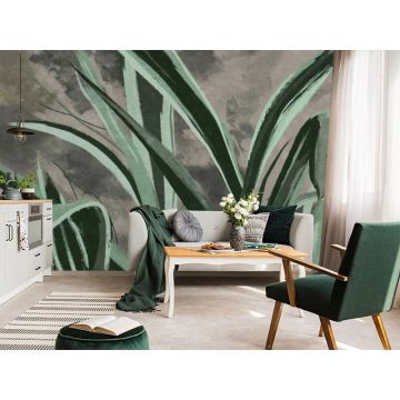 Обои виниловые на флизелине Design Studio 3D (Дизайн Студио 3Д) Avangard Крупные стебли травы в зеленом Песок (AVG-032)