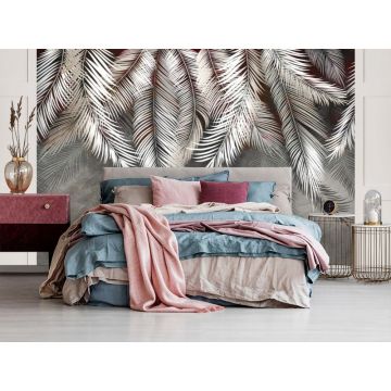 Обои виниловые на флизелине Design Studio 3D (Дизайн Студио 3Д) Тропикалия Ниспадающие тропические листья Акварель (FLV-005)