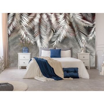 Обои виниловые на флизелине Design Studio 3D (Дизайн Студио 3Д) Тропикалия Ниспадающие тропические листья Бесшовная Фреска Гранд (FLV-005)