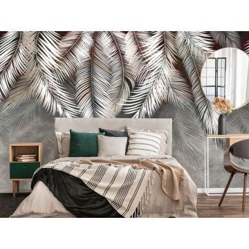 Обои виниловые на флизелине Design Studio 3D (Дизайн Студио 3Д) Тропикалия Ниспадающие тропические листья Бесшовная Фреска Classic (FLV-005)