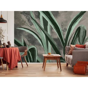 Обои виниловые на флизелине Design Studio 3D (Дизайн Студио 3Д) Avangard Крупные стебли травы в зеленом Канвас (AVG-032)