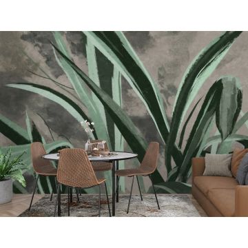 Обои виниловые на флизелине Design Studio 3D (Дизайн Студио 3Д) Avangard Крупные стебли травы в зеленом Бесшовная Фреска Гранд (AVG-032)