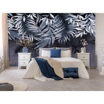 Обои виниловые на флизелине Design Studio 3D (Дизайн Студио 3Д) Тропикалия Фиолетовые ниспадающие листья Песок (FLV-011)