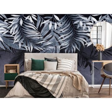 Обои виниловые на флизелине Design Studio 3D (Дизайн Студио 3Д) Тропикалия Фиолетовые ниспадающие листья Бесшовная Фреска Гранд (FLV-011)