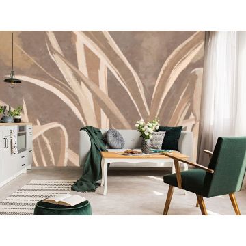 Обои виниловые на флизелине Design Studio 3D (Дизайн Студио 3Д) Avangard Крупные стебли травы в бежевом Песок (AVG-033)