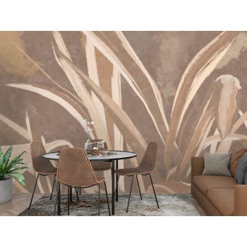 Обои виниловые на флизелине Design Studio 3D (Дизайн Студио 3Д) Avangard Крупные стебли травы в бежевом Акварель (AVG-033)