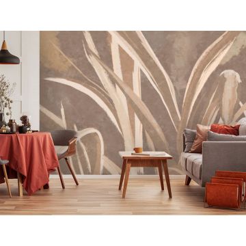 Обои виниловые на флизелине Design Studio 3D (Дизайн Студио 3Д) Avangard Крупные стебли травы в бежевом Акварель (AVG-033)