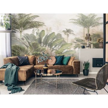 Обои виниловые на флизелине Design Studio 3D (Дизайн Студио 3Д) Саванна Пальмы на фоне гранж Бесшовная Фреска Гранд (SVN-001)