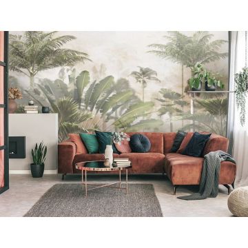 Обои виниловые на флизелине Design Studio 3D (Дизайн Студио 3Д) Саванна Пальмы на фоне гранж Бесшовная Фреска Ultra (SVN-001)
