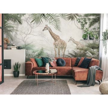 Обои виниловые на флизелине Design Studio 3D (Дизайн Студио 3Д) Саванна Жирафы между листьев Песок (SVN-003)