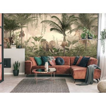 Обои виниловые на флизелине Design Studio 3D (Дизайн Студио 3Д) Саванна Животные в густой листве Песок (SVN-004)