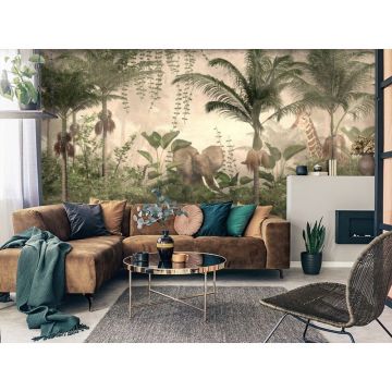 Обои виниловые на флизелине Design Studio 3D (Дизайн Студио 3Д) Саванна Животные в густой листве Песок (SVN-004)