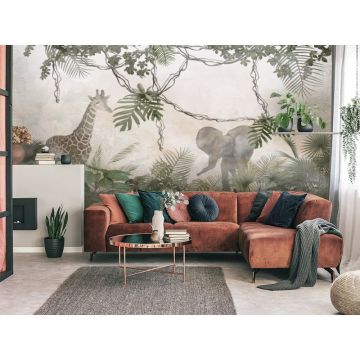 Обои виниловые на флизелине Design Studio 3D (Дизайн Студио 3Д) Саванна Животные среди лиан Бесшовная Фреска Гранд (SVN-005)