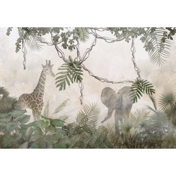 Обои виниловые на флизелине Design Studio 3D (Дизайн Студио 3Д) Саванна Животные среди лиан Бесшовная Фреска Ultra (SVN-005)