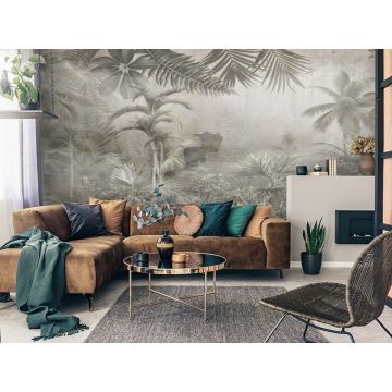 Обои виниловые на флизелине Design Studio 3D (Дизайн Студио 3Д) Саванна Листва на фоне гранж Бесшовная Фреска Classic (SVN-006)