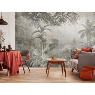 Обои виниловые на флизелине Design Studio 3D (Дизайн Студио 3Д) Саванна Листва на фоне гранж Бесшовная Фреска Ultra (SVN-006)