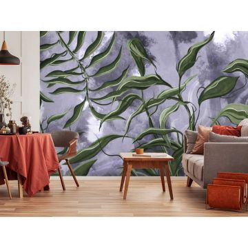 Обои виниловые на флизелине Design Studio 3D (Дизайн Студио 3Д) Avangard Переплетающиеся ветви на фиолетовом фоне Песок (AVG-001)