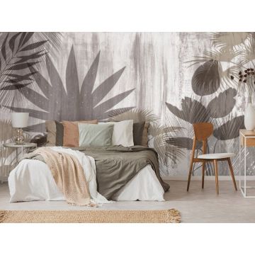 Обои виниловые на флизелине Design Studio 3D (Дизайн Студио 3Д) Leaves Силуэты листьев на фоне гранж Акварель (LVS-001)