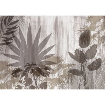 Обои виниловые на флизелине Design Studio 3D (Дизайн Студио 3Д) Leaves Силуэты листьев на фоне гранж Бесшовная Фреска Ultra (LVS-001)