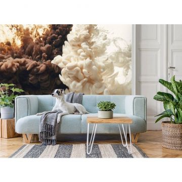 Обои виниловые на флизелине Design Studio 3D (Дизайн Студио 3Д) Флюидная дымка Дымка молоко и шоколад Канвас (FLD-006)