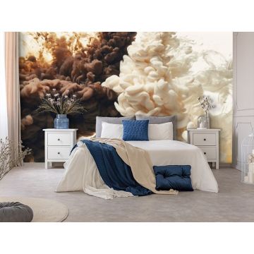 Обои виниловые на флизелине Design Studio 3D (Дизайн Студио 3Д) Флюидная дымка Дымка молоко и шоколад Акварель (FLD-006)