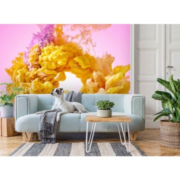 Обои виниловые на флизелине Design Studio 3D (Дизайн Студио 3Д) Флюидная дымка Взрыв желтой дымки Песок (FLD-010)