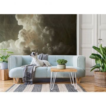 Обои виниловые на флизелине Design Studio 3D (Дизайн Студио 3Д) Флюидная дымка Белая дымка во тьме Акварель (FLD-013)