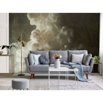 Обои виниловые на флизелине Design Studio 3D (Дизайн Студио 3Д) Флюидная дымка Белая дымка во тьме Акварель (FLD-013)