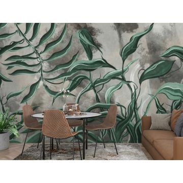 Обои виниловые на флизелине Design Studio 3D (Дизайн Студио 3Д) Avangard Зеленые переплетающиеся ветви Канвас (AVG-004)