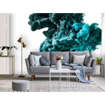 Обои виниловые на флизелине Design Studio 3D (Дизайн Студио 3Д) Флюидная дымка Спускающаяся бирюзовая дымка Песок (FLD-014)