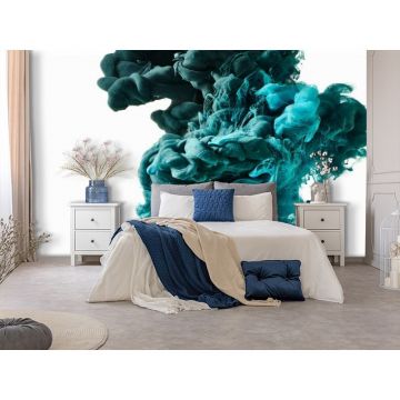 Обои виниловые на флизелине Design Studio 3D (Дизайн Студио 3Д) Флюидная дымка Спускающаяся бирюзовая дымка Бесшовная Фреска Гранд (FLD-014)