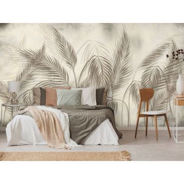 Обои виниловые на флизелине Design Studio 3D (Дизайн Студио 3Д) Leaves Колосья в бежевом цвете Песок (LVS-004)