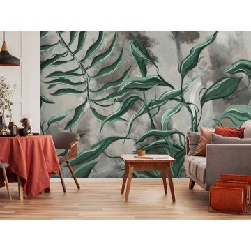 Обои виниловые на флизелине Design Studio 3D (Дизайн Студио 3Д) Avangard Зеленые переплетающиеся ветви Акварель (AVG-004)
