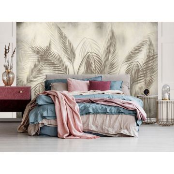 Обои виниловые на флизелине Design Studio 3D (Дизайн Студио 3Д) Leaves Колосья в бежевом цвете Бесшовная Фреска Ultra (LVS-004)