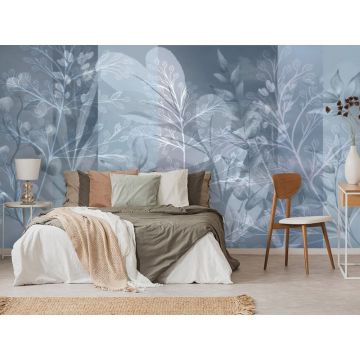 Обои виниловые на флизелине Design Studio 3D (Дизайн Студио 3Д) Leaves Тровинки в холодных тонах Песок (LVS-009)