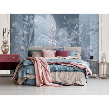 Обои виниловые на флизелине Design Studio 3D (Дизайн Студио 3Д) Leaves Тровинки в холодных тонах Бесшовная Фреска Classic (LVS-009)