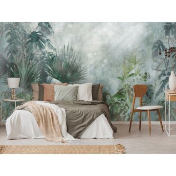 Обои виниловые на флизелине Design Studio 3D (Дизайн Студио 3Д) Leaves Потертые тропические листья на холсте Бесшовная Фреска Гранд (LVS-011)