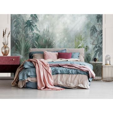 Обои виниловые на флизелине Design Studio 3D (Дизайн Студио 3Д) Leaves Потертые тропические листья на холсте Бесшовная Фреска Гранд (LVS-011)